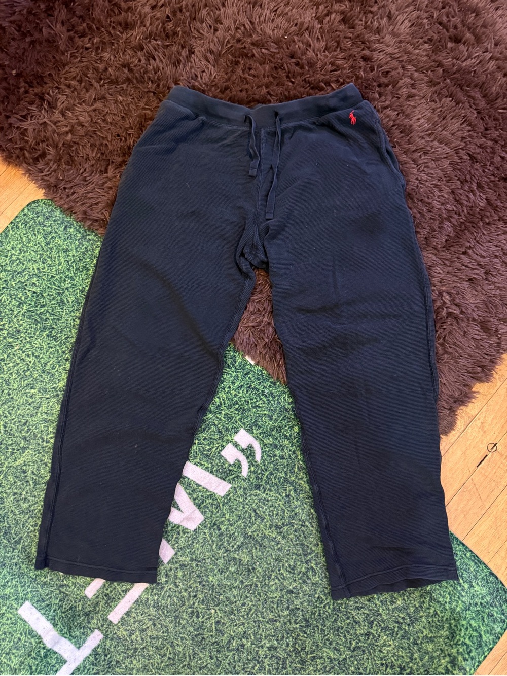 Polo Ralph Lauren Mens Medium Navy Waffle Knit Cotton Lounge Pajama Pants